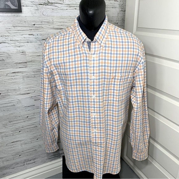 Nautica Blue Orange Plaid Linen Blend Casual Button Down Shirt Long Sleeves XXL - Picture 12 of 12